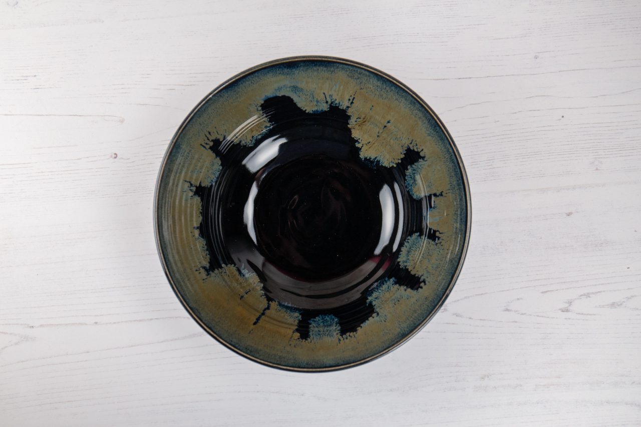 Large Black and Bronze Stoneware Bowl - Image 2