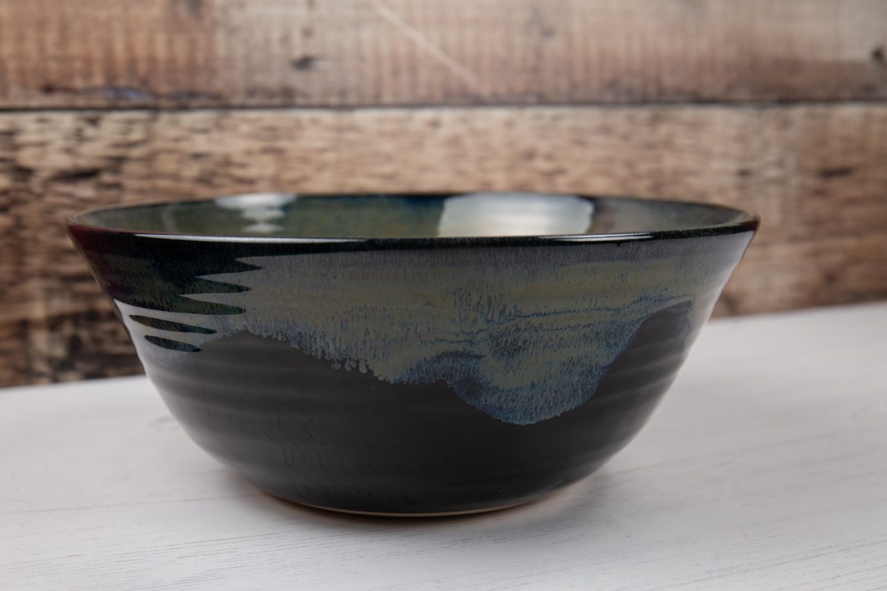 Large Black and Bronze Stoneware Bowl - Image 3