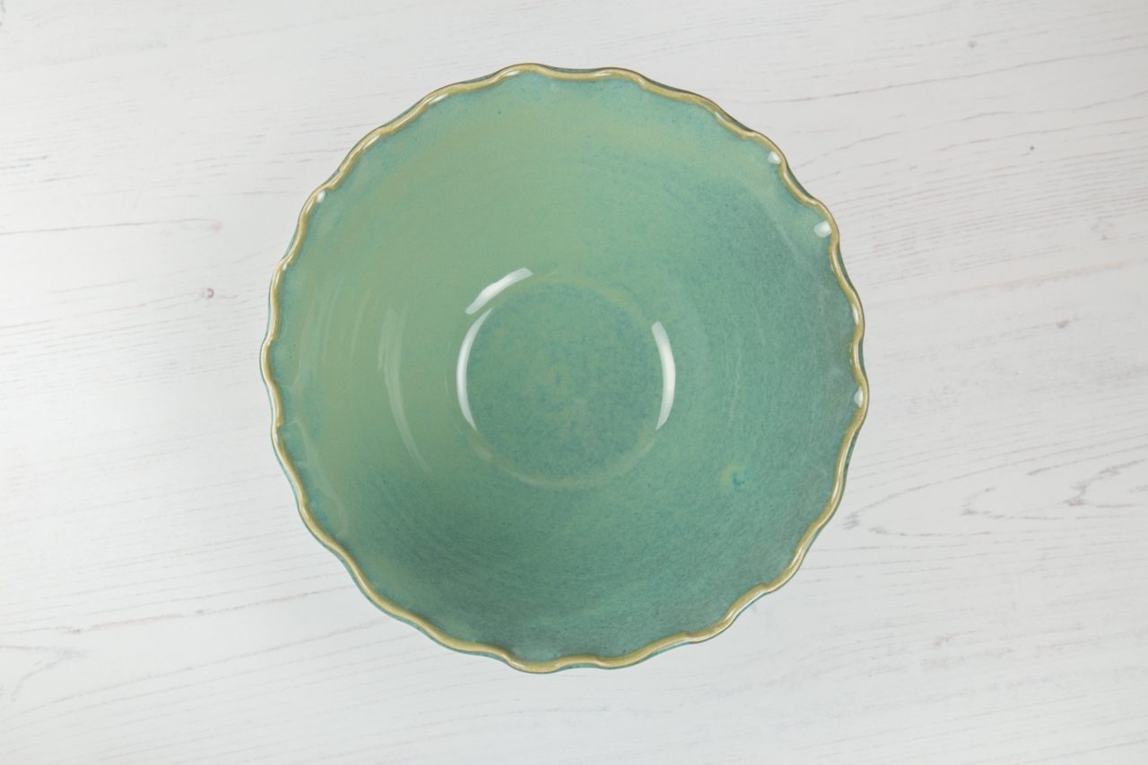 Stoneware Bowl - Sea Mist Green - Fluted Rim - Image 2