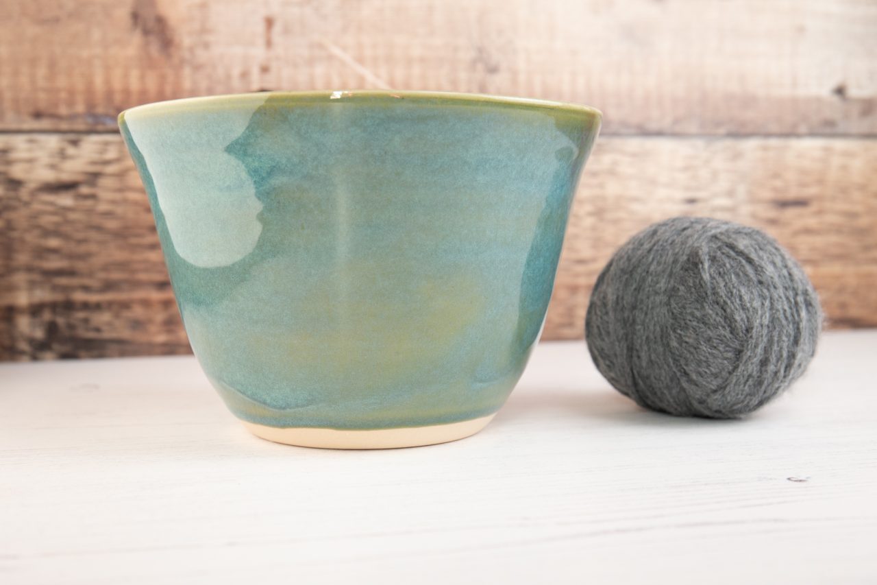 Yarn Bowl - Medium Sized Sea Mist Green Wool Bowl - Image 3