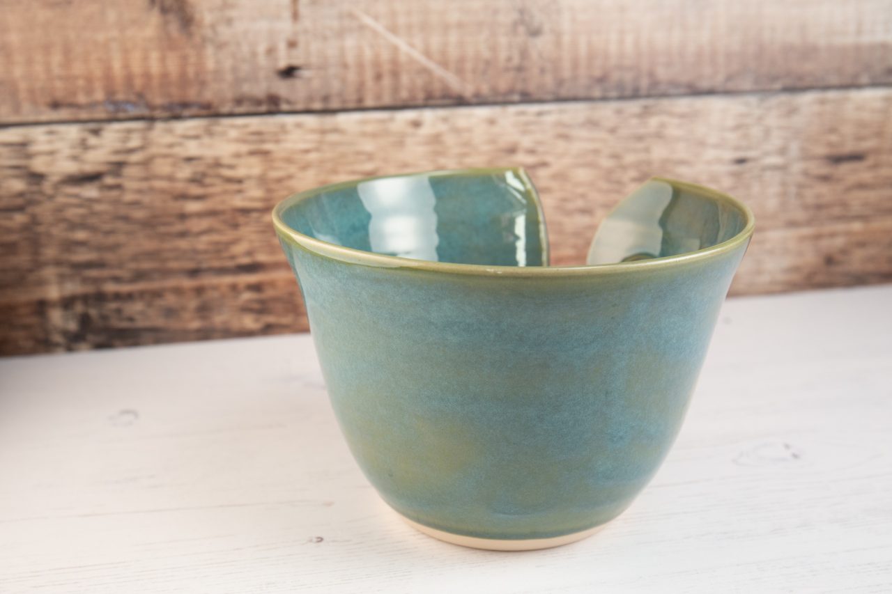 Yarn Bowl - Medium Sized Sea Mist Green Wool Bowl - Image 4