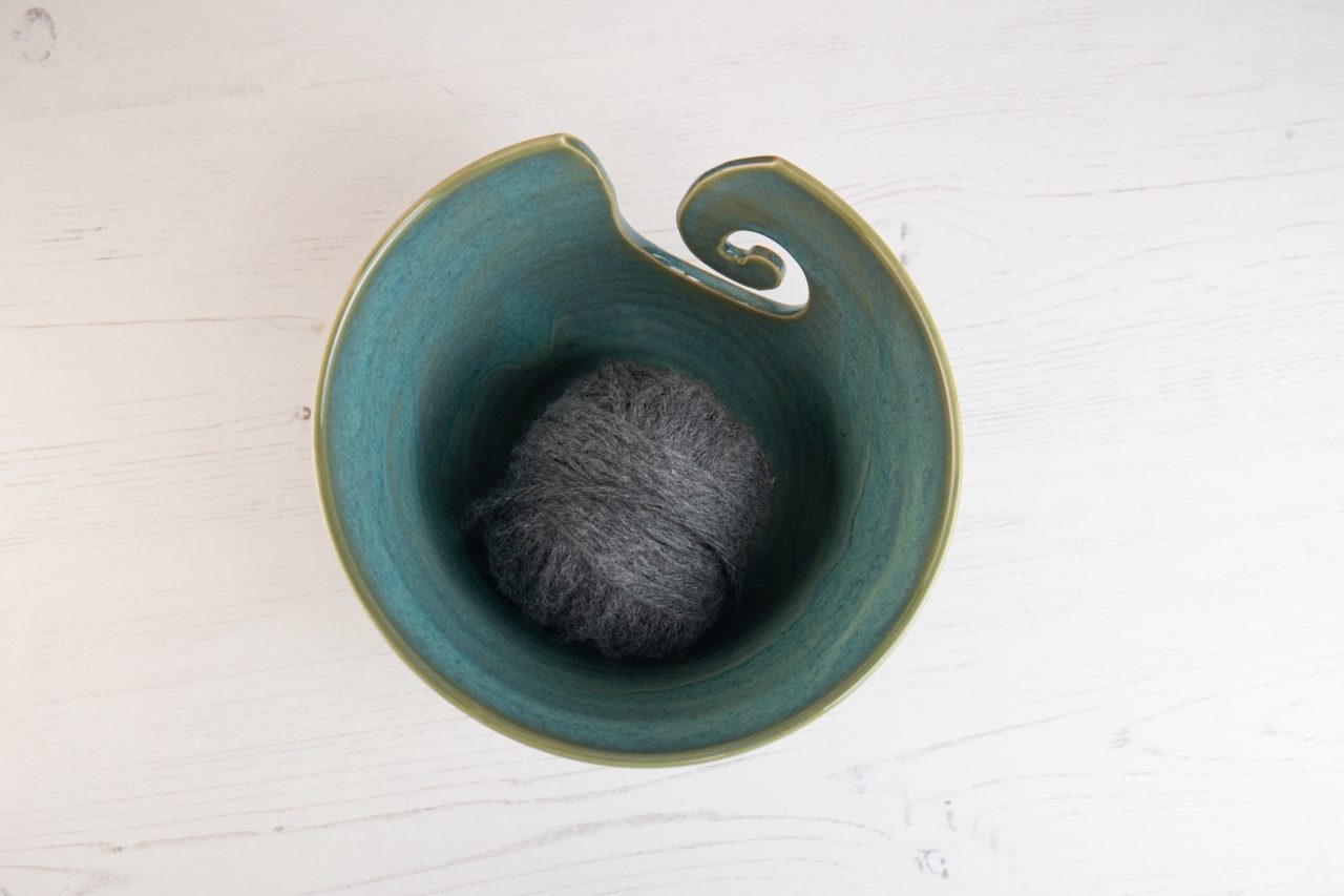 Yarn Bowl - Medium Sized Sea Mist Green Wool Bowl - Image 7